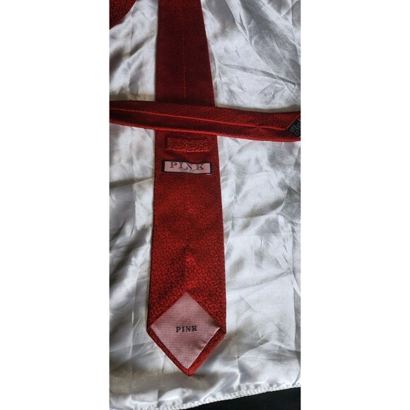 Thomas Pink Red Pattern skinny Tie  3" / 60" Made in Morocco - Picture 3 of 3